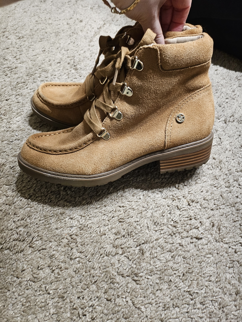 Giani Bernini Tan Suede Lace-Up Ankle Boots